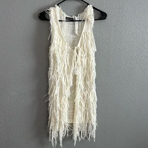Off-white Shaggy yarn vest, boho vest
